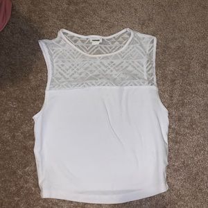 Garage white mesh crop top size xs